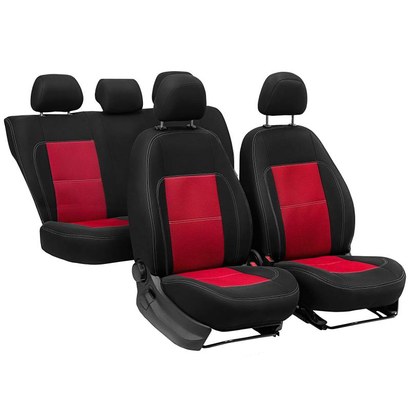 Rimers ERJOT Autositzbezüge kompatibel mit Skoda Citigo Erjot Rot maßgefertigte modellspezifische Sitzbezüge Komplett Set Velour von Rimers