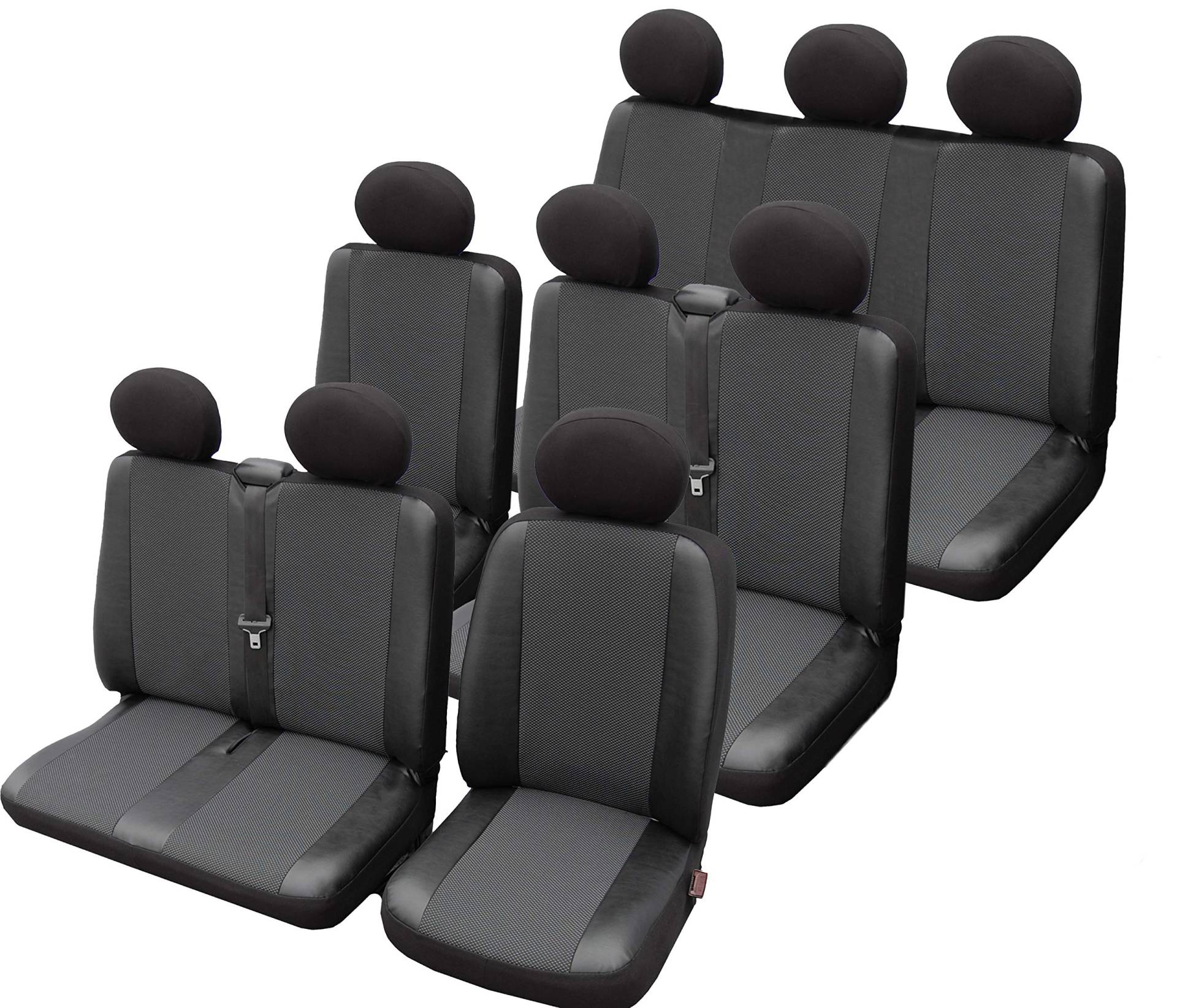 ERJOT Maßgefertigte Autositzbezüge kompatibel mit VW T4 Transporter Schonbezüge Bus 9-Sitzer Elegance von ERJOT