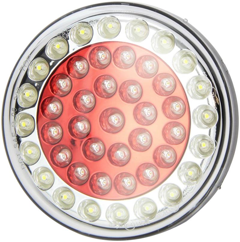 Ring Automotive bl381rs Hinterrad, kombiniert Nebel/Reverse rund Light LED-Leuchte, 122 mm, 24 V, Rot/Silber Reflektoren mit Flying führt von Ring