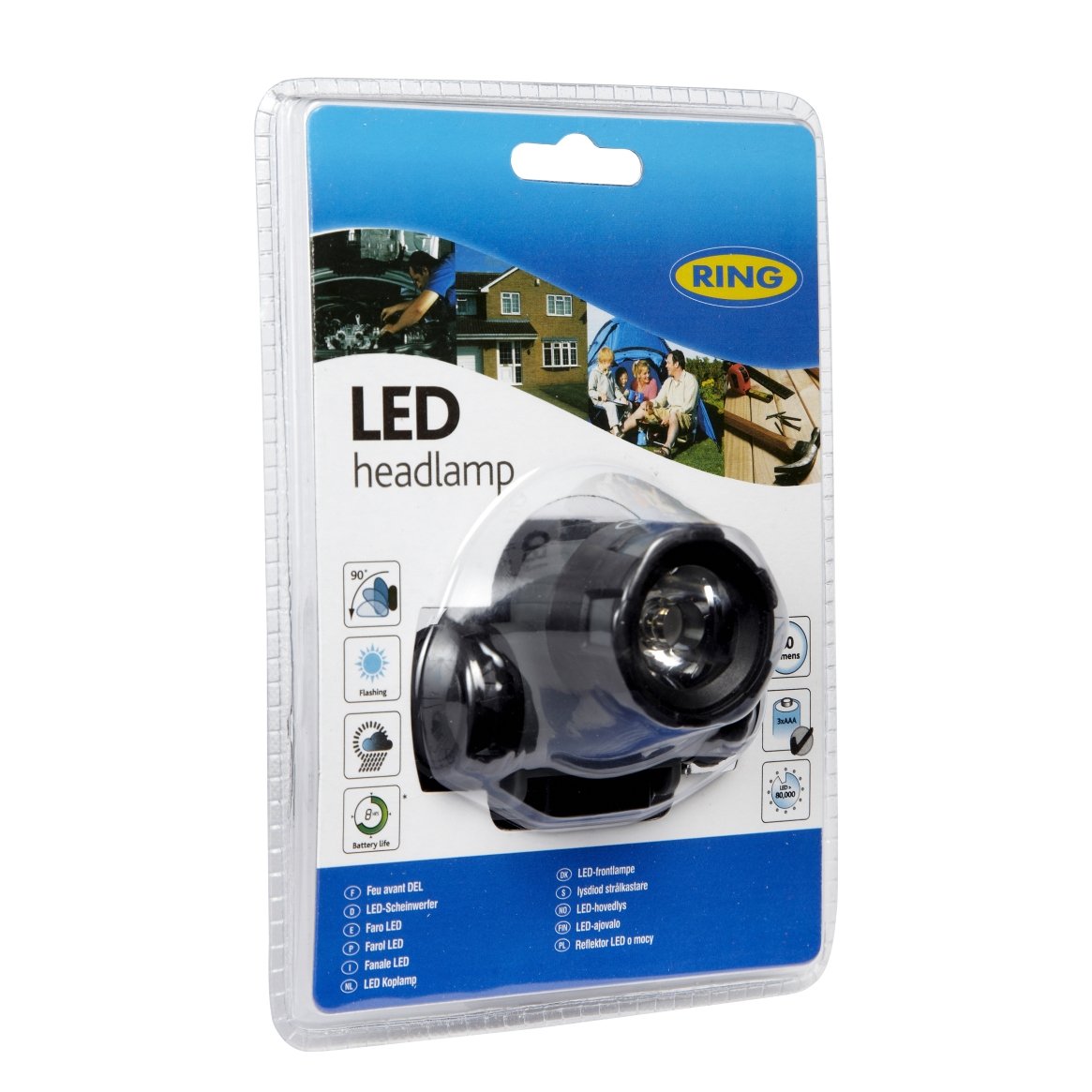 Ring RT5174 Kopflampe mit langlebigen LEDs, verstellbare Kopflampe und bequemer, sicherer Gurt, inklusive Batterien von Ring Automotive