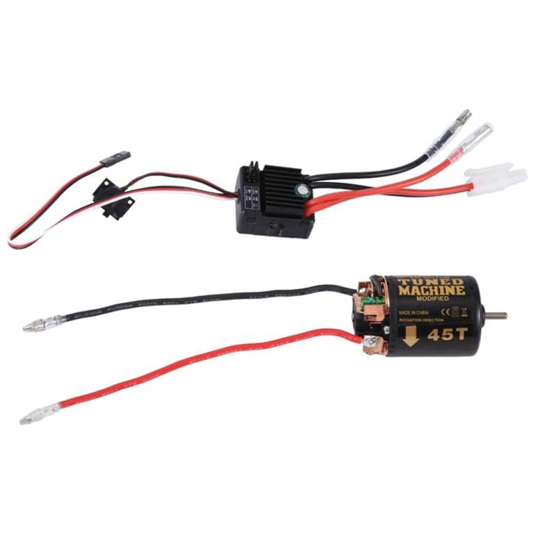 Rinteea 540 Brushed Motor 45T mit 1060 Brushed ESC 60A 2-3S LiPo Wasserdichter Elektrischer Geschwindigkeitsregler für RC 1/10 Crawler Car von Rinteea