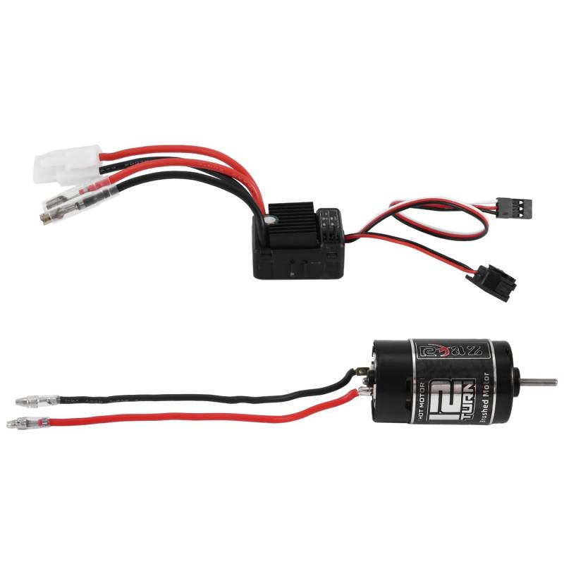 Rinteea 550 Brushed Motor 12T mit 1060 Brushed ESC 60A 2-3S LiPo Wasserdichter Elektrischer Geschwindigkeitsregler für RC 1/10 Crawler Car von Rinteea