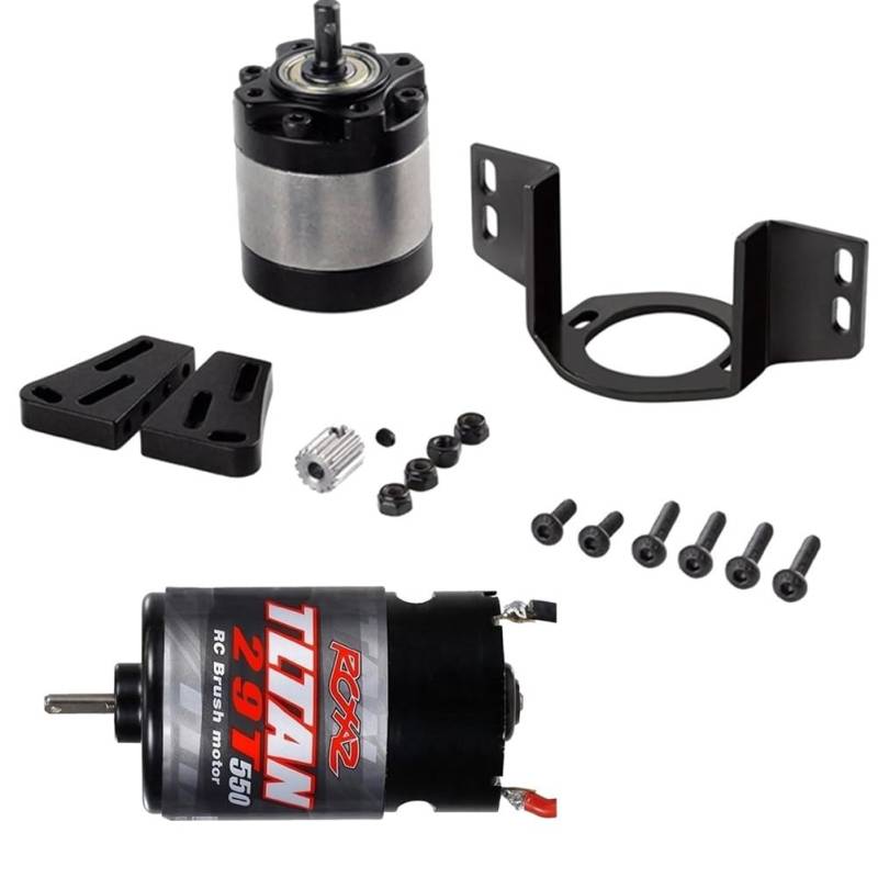 Rinteea 550 Bürstenmotor Wasserdicht 29T mit 1:5-Reduktionsgetriebe für 1/14 Anhänger und 1/10 RC Auto Crawler Axial SCX10 TRX4 Ersatzteil von Rinteea