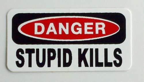 Ritrama Indigos UG Auto Aufkleber 3 - Danger Stupid Kills Hard Hat Helmet Stickers 25mmx50mm von Ritrama