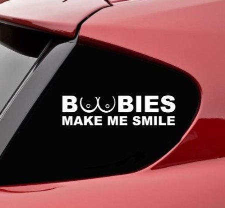 Ritrama Indigos UG Auto Aufkleber Boobies Make me Smile Funny Joke Sticker 203mmx59mm von Ritrama