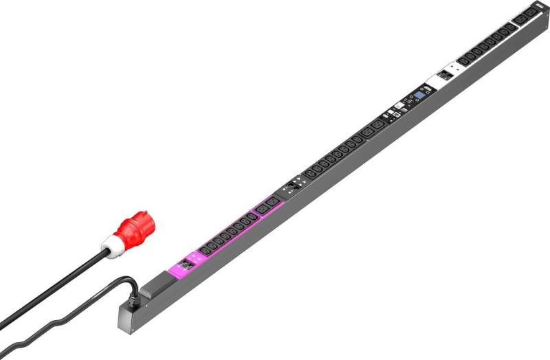 Rittal 32A/3P CEE 24 x C13, 6 x C19 Sockel DK PDU gemessen, 44 mm Breite x 1740 mm Höhe x 70 mm Tiefe von Rittal