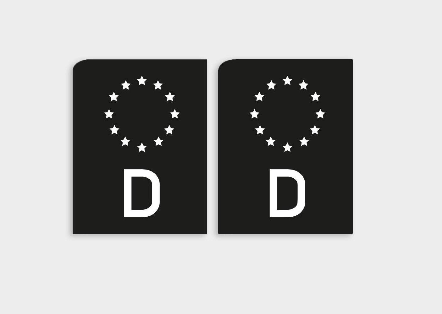 2 Stück Nummernschild Kennzeichen Aufkleber Verkleinertes Nummernschild EU-Feld in Schwarz überkleben von Ritter Mediendesign