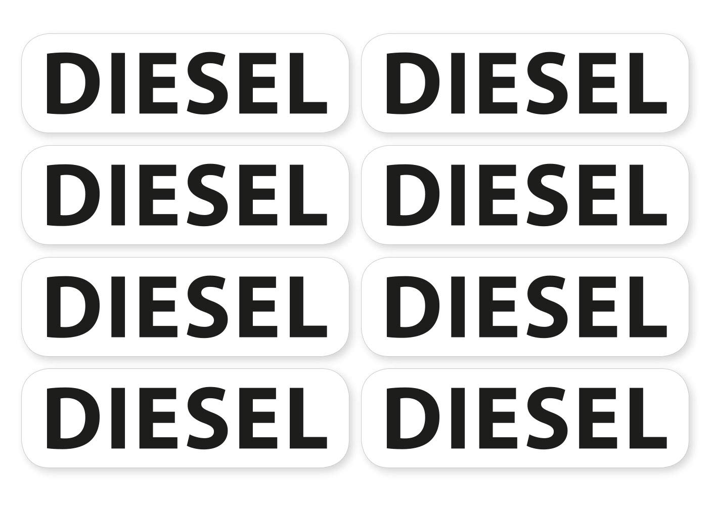 Aufkleber Diesel Schild Warnhinweis Sticker Set 8X Autoaufkleber Waschanlagenfest Witterungs- und UV-beständig von Ritter Mediendesign