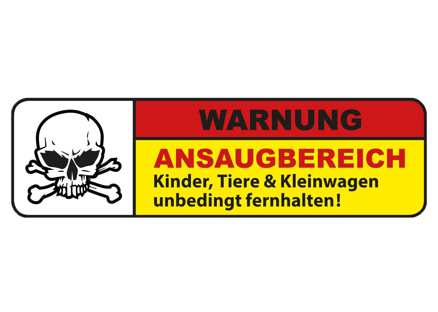 Aufkleber Fun Sticker Warnung Ansaugbereich Waschstrassenfest und UV-Beständig von Ritter Mediendesign