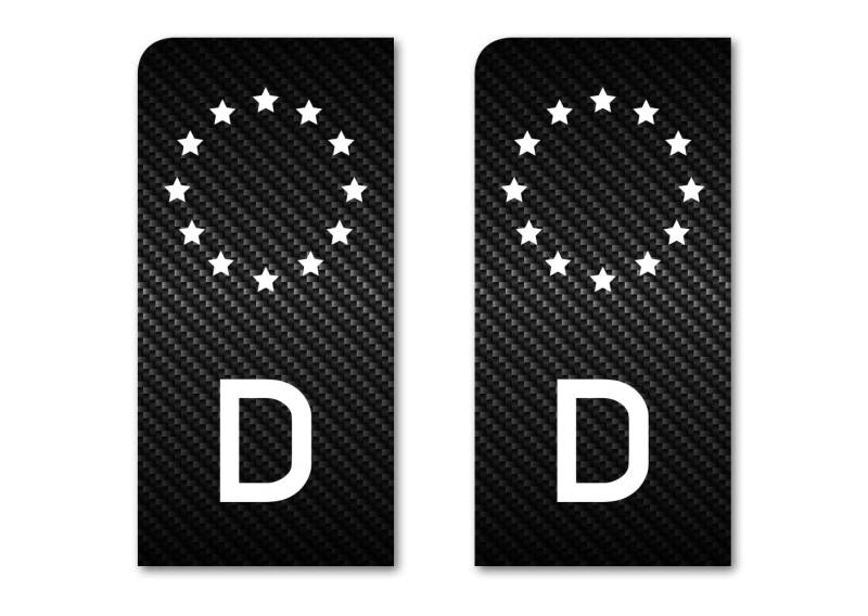 Ritter Mediendesign Aufkleber Motorrad Nummernschild Carbon 2X EU-Feld Kennzeichen Sticker Set Schwarz Waschstrassenfest UV-Beständig, 4,5 cm x 9,5 von Ritter Mediendesign