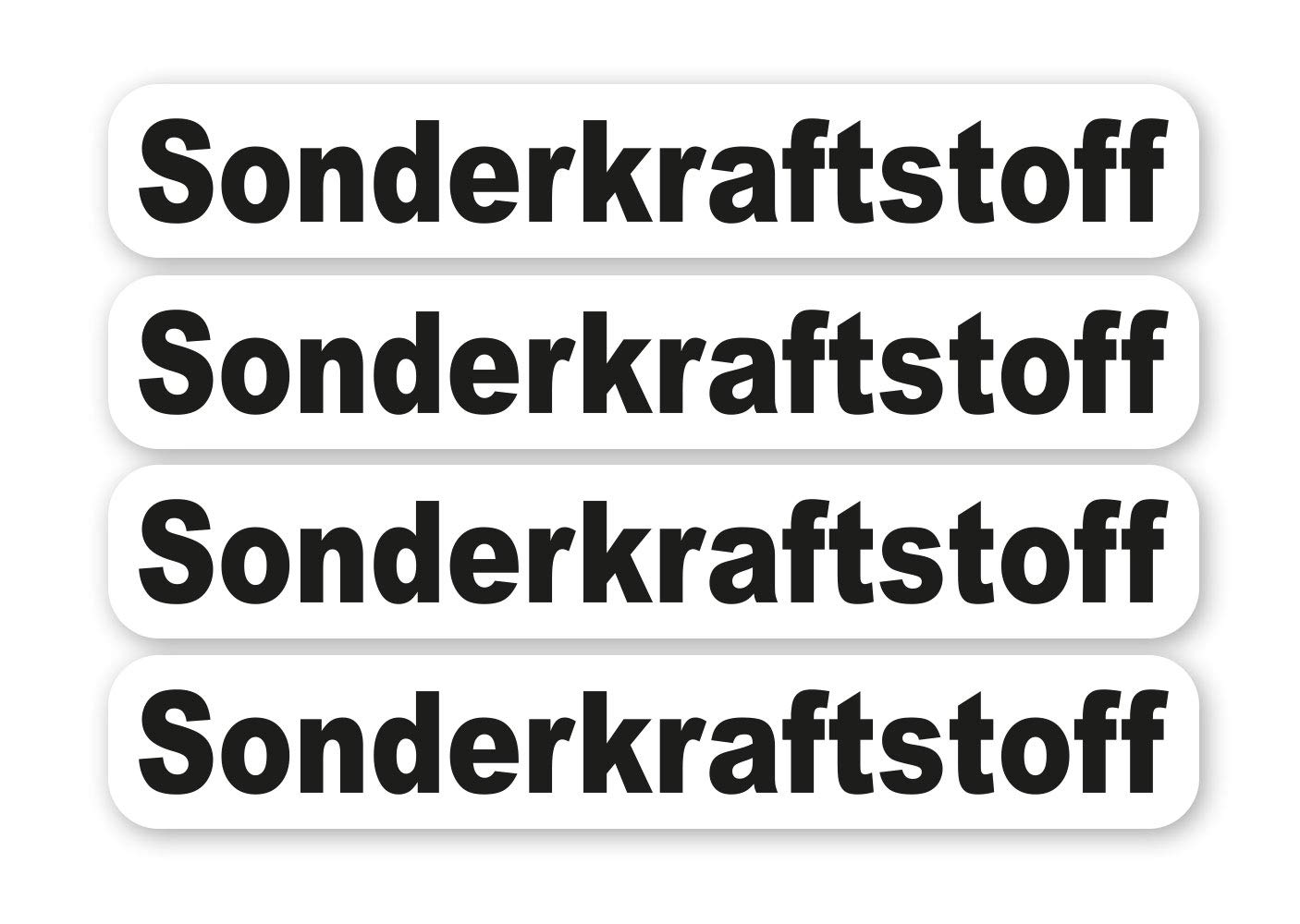 Aufkleber Set Sonderkraftstoff Schild Warnhinweis Tanken 4X Sticker Set Waschanlagenfest Witterungs- und UV-beständig von Ritter Mediendesign