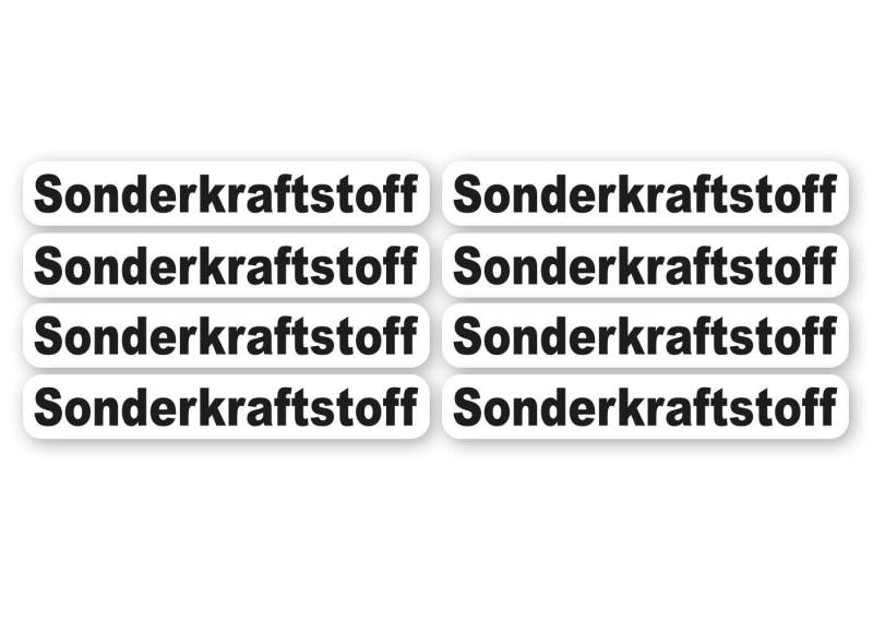 Aufkleber Sonderkraftstoff Schild 8X Warnhinweis Sticker Set Geräte Waschanlagenfest Witterungs- und UV-beständig von Ritter Mediendesign
