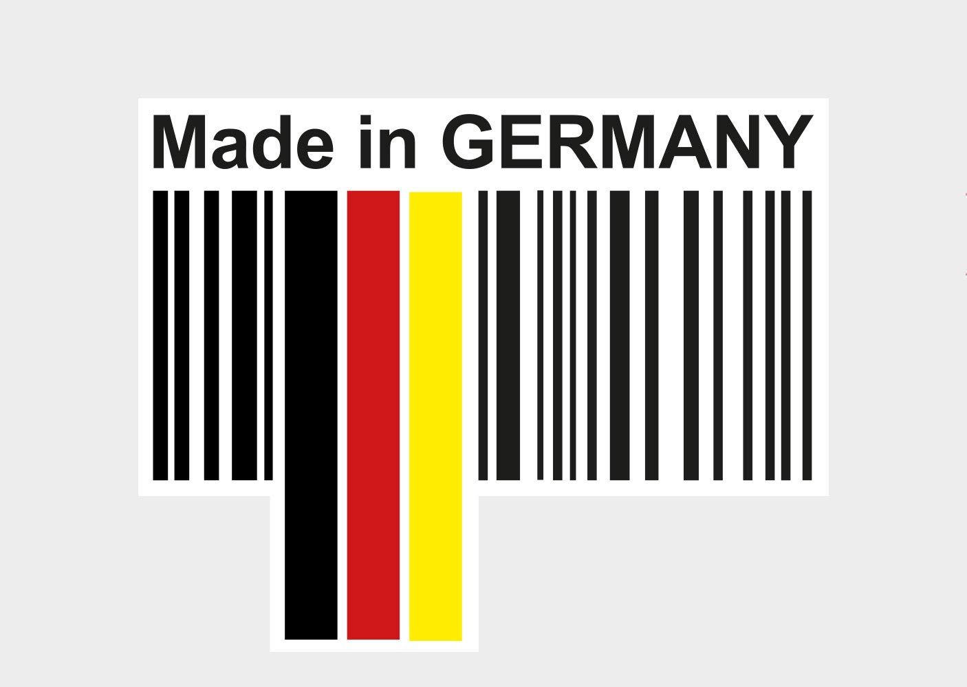 Premium Aufkleber Deutschland Made in Germany Code Flagge Auto Sticker Waschstrassenfest und UV-Beständig von Ritter Mediendesign