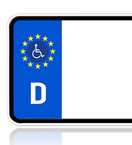Ritter Mediendesign Aufkleber Nummernschild 2 Stück Rollstuhl Sticker EU-Feld Plakette Waschstrassenfest UV-Beständig von Ritter Mediendesign