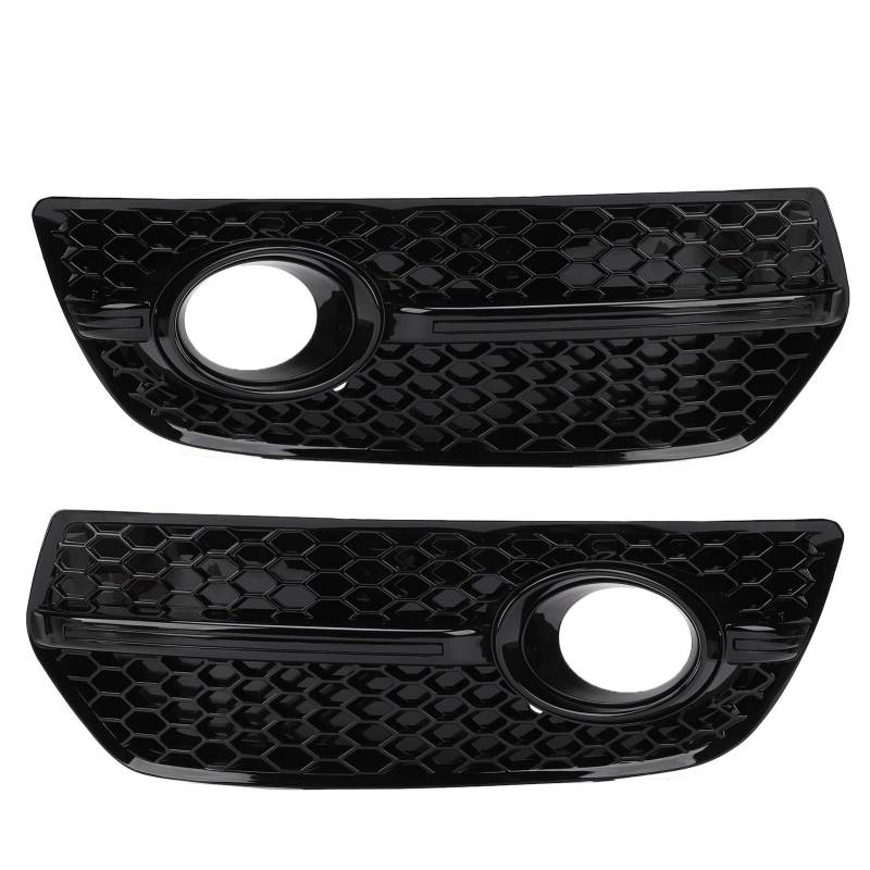 Riuulity Paar Glänzender Schwarzer Nebel Leichtkühlerabdeckung, Vordere Stoßfänger-Entlüftungslünette Kompatibel mit 2013-2016 8R MK1-Facelift, ABS-Material von Riuulity