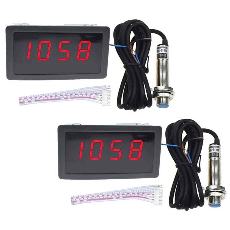 2PCS Red RPM Speed Meter AC 110V 220V Digital Motor Tachometer with Hall Proximity Switch Sensor NPN von Rivermidfish DE