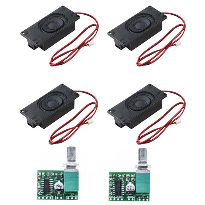 4pcs 3W 8 Ohm Audio Stereo Speaker Full Range with 2pcs PAM8403 3W Stereo Audio Power Amplifier Board Module von Rivermidfish DE