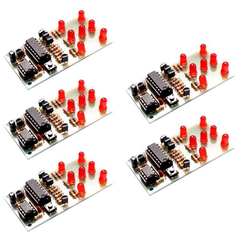5Sets Electronic Dice Board Kit LED Circuit DIY Learning Kit von Rivermidfish DE