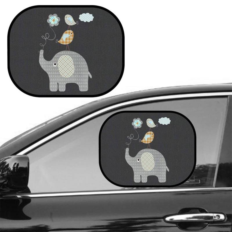 Auto Sonnenschutz Baby mit UV Schutz, 45x35.5cm Sonnenblende mit 8 Saugnäpfen, Autofenster Sonnenschutz für Kinder mit süßen Tier Motiven-2er Set von Rixotix