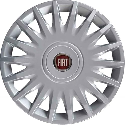 Kit mit 4 anpassbaren Radkappen – für FIAT Bravo Modell 2007 (ROTES Logo) – Durchmesser 15 Zoll – Nicht original von Rixto