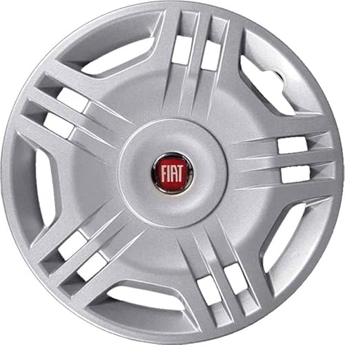 Kit mit 4 anpassbaren Radkappen – für FIAT Punto Motion (zweite Serie) Restyling '03 (ROTES Logo) – Durchmesser 14 Zoll – Nicht original von Rixto