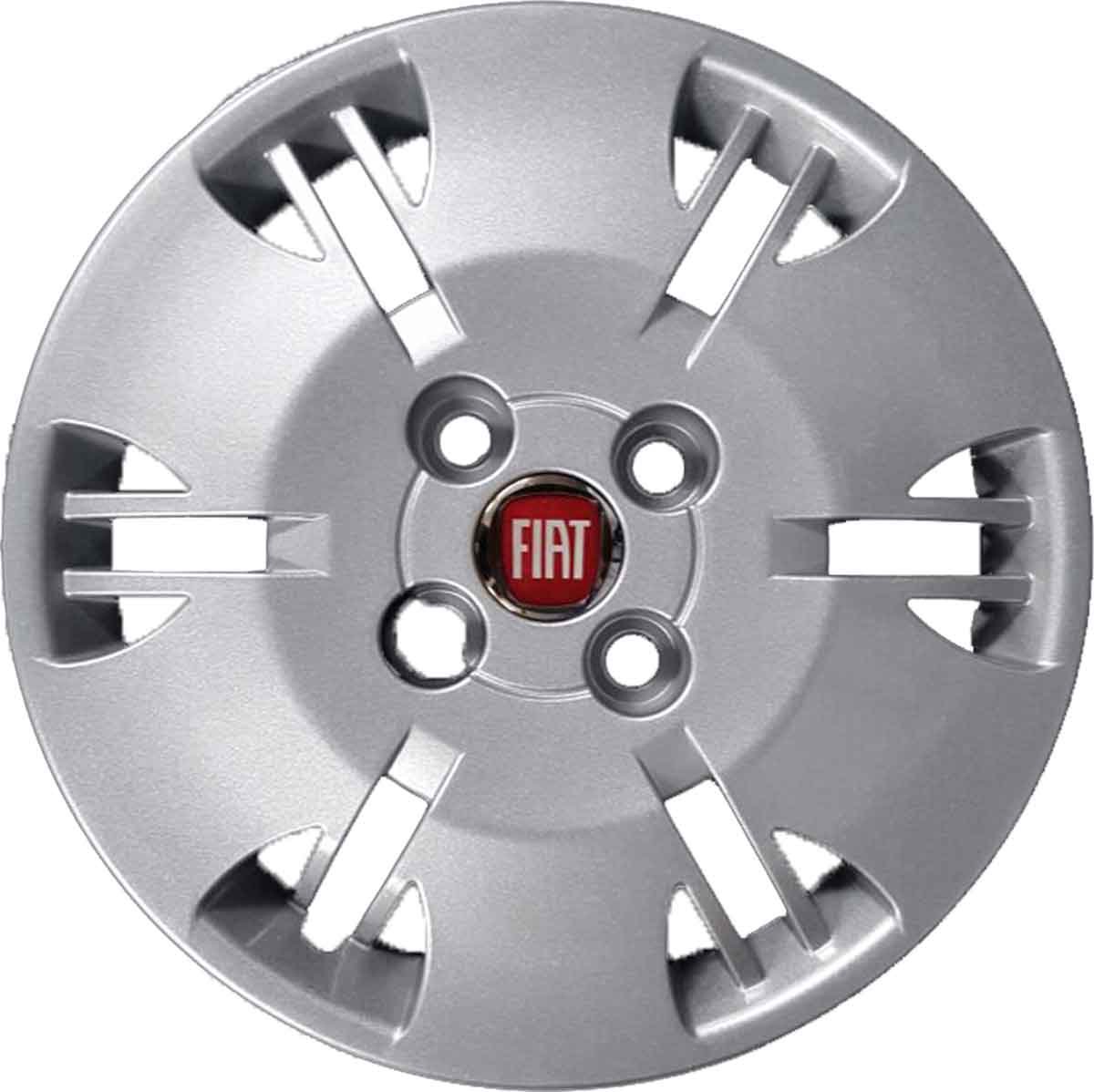 Satz mit 4 anpassbaren Radkappen – für FIAT Panda New Dynamic (ROTES Logo) – Durchmesser 13 Zoll – Nicht original von Rixto