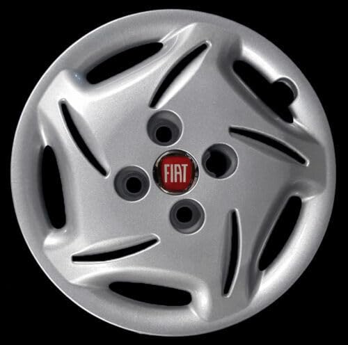Satz mit 4 anpassbaren Radkappen – für FIAT SEICENTO Brush (ROTES Logo) – Durchmesser 13 Zoll – Nicht original von Rixto