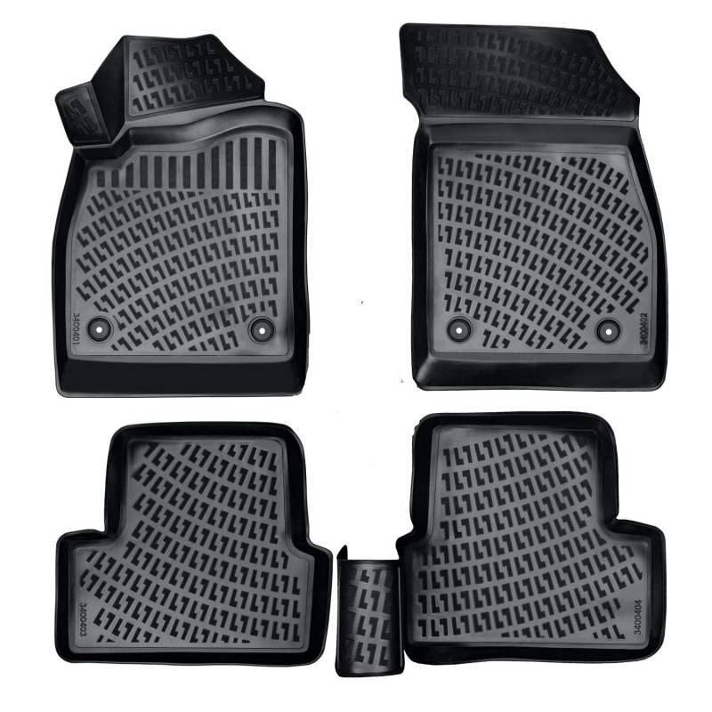Rizline Passgenau 3D Fussmatten Auto Kompatibel mit Nissan Juke 1 Gen 2010-2019 Auto Zubehör 1. Und 2. Reihe Gummimatten Autos TPE Allwetter Geruchlos rutschfest Vorne und Hinten Schwarz von Rizline
