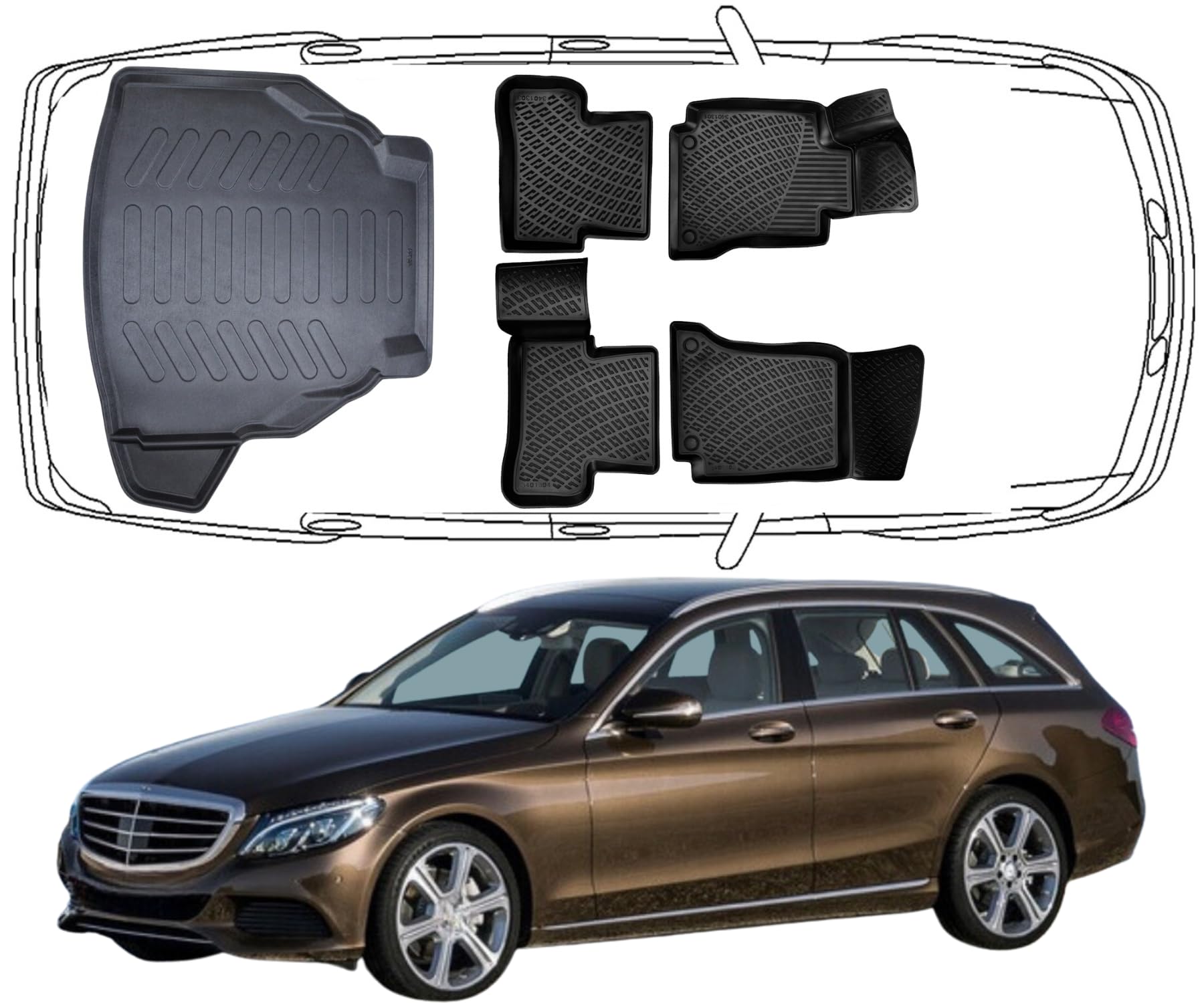 Rizline Passgenau 3D Fussmatten & Kofferraumwanne Auto Set Kompatibel mit Mercedes C Klasse SW W205 2014-2021 Auto Zubehör Gummimatten & Kofferraummatte Auto TPE Allwetter Geruchlos Schwarz Rizline Passgenau 3D Fussmatten & Kofferraumwanne Auto Set Kompatibel mit Mercedes C Klasse SW W205 2014-2021 Auto Zubehör Gummimatten & Kofferraummatte Auto TPE Allwetter Geruchlos Schwarz von Rizline
