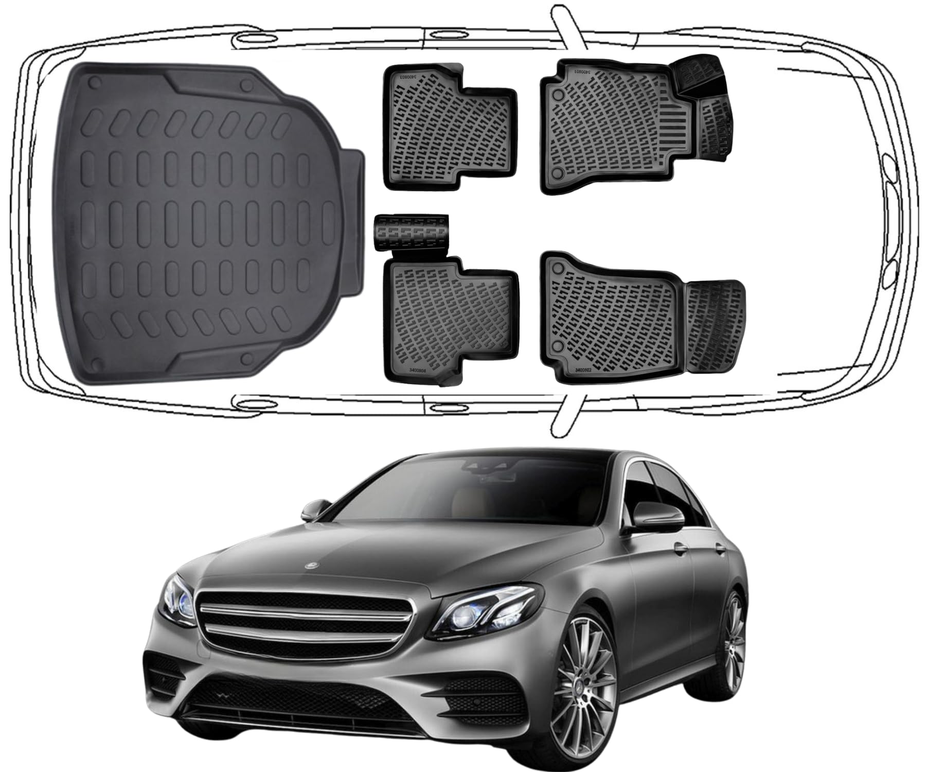 Rizline Passgenau 3D Fussmatten & Kofferraumwanne Auto Set Kompatibel mit Mercedes Mercedes E Klasse W213 Limousine Nicht umklappbare Rücksitze TPE Allwetter Geruchlos Schwarz Rizline Passgenau 3D Fussmatten & Kofferraumwanne Auto Set Kompatibel mit Mercedes Mercedes E Klasse W213 Limousine Nicht umklappbare Rücksitze TPE Allwetter Geruchlos Schwarz von Rizline