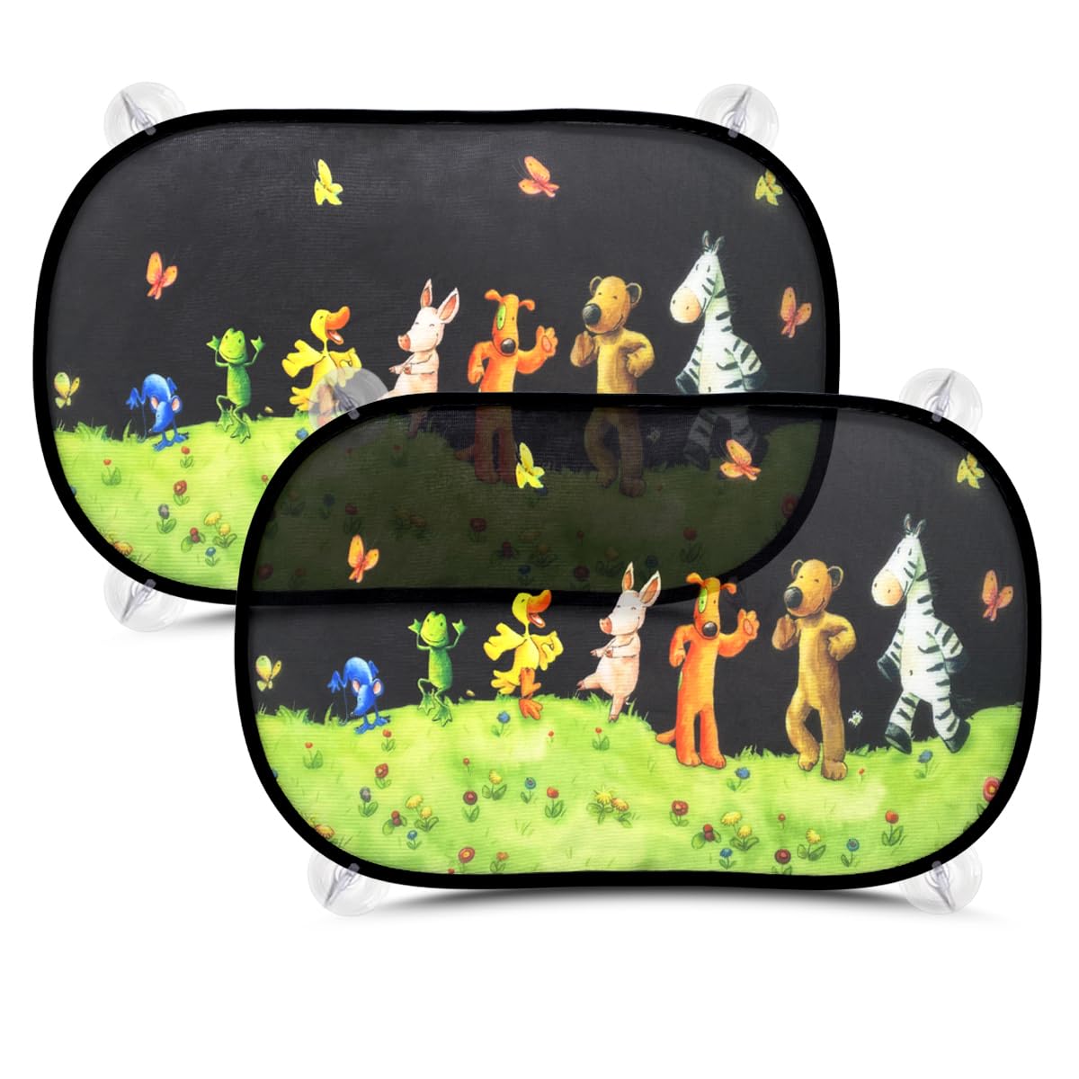 Rluobo Sonnenschutz Auto Baby mit UV Schutz 51x31cm, Sonnenschutz für Auto mit 8 Saugnäpfen Schatten Autofenster Seitenscheibe Motiv Tiere (Forest Animals) von Rluobo