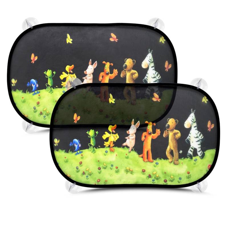 Rluobo Sonnenschutz Auto Baby mit UV Schutz 51x31cm, Sonnenschutz für Auto mit 8 Saugnäpfen Schatten Autofenster Seitenscheibe Motiv Tiere (Forest Animals) von Rluobo
