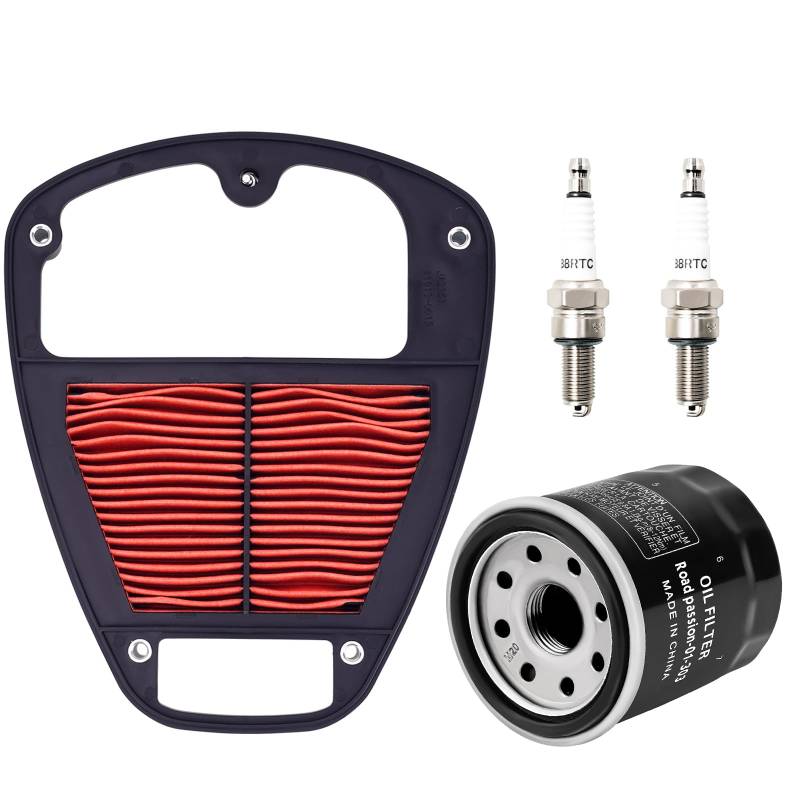 Road Passion Motorräder Luftfilter 11013-0917 & Ölfilter & Candele di accensione Kompatibel mit Kawasaki VN900 Vulcan 900 Custom 2006-2023/ VN900 Classic SE Special Edition 2011-2014 von Road Passion