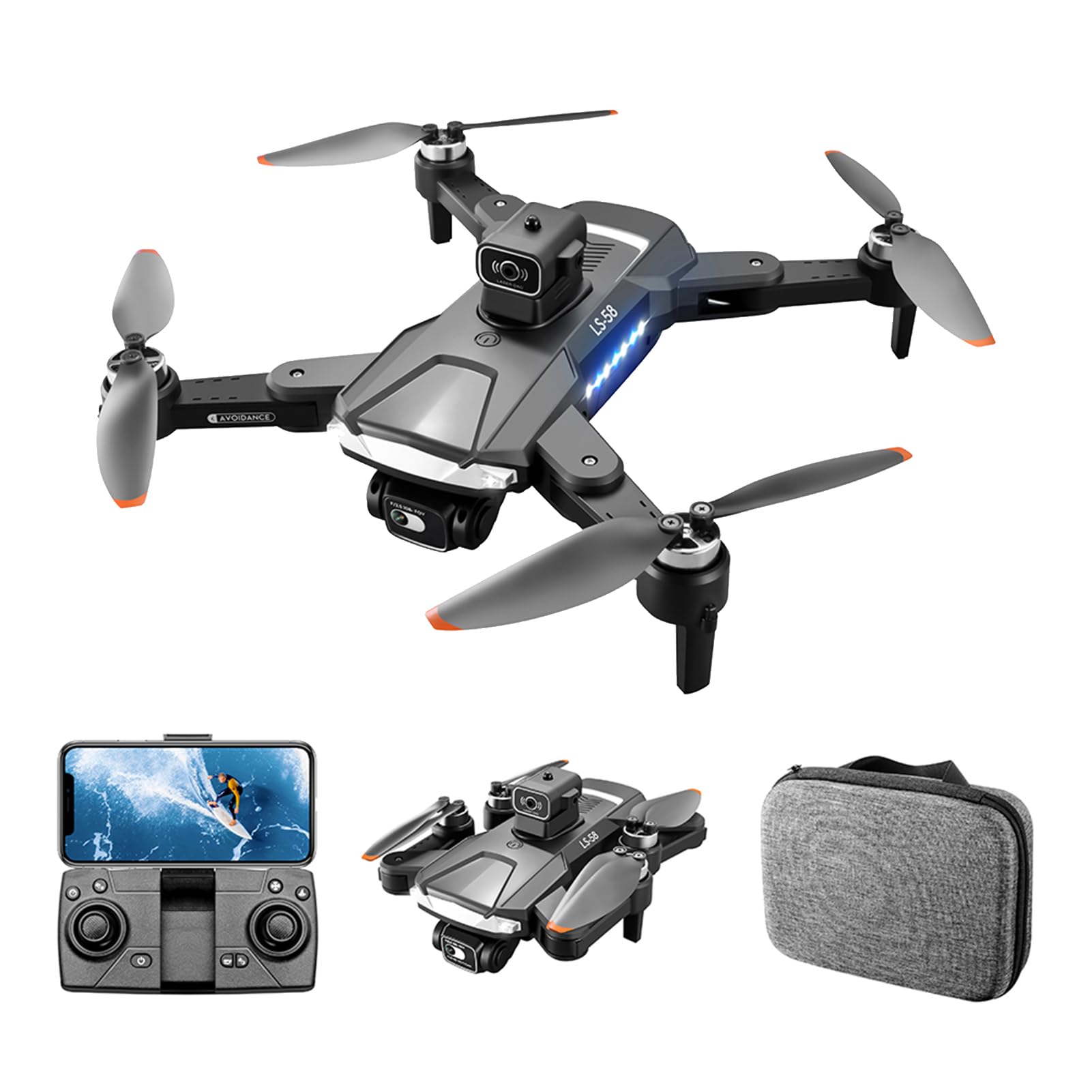 Drohne mit Kamera 4K - Professioneller faltbarer GPS WiFi Brushless Quadcopter mit Hindernisvermeidung,25 min Flugzeit - Einfach zu bedienen, geeignet für Erwachsene Anfänger (Schwarz(1 Batterie)) von Roadoor