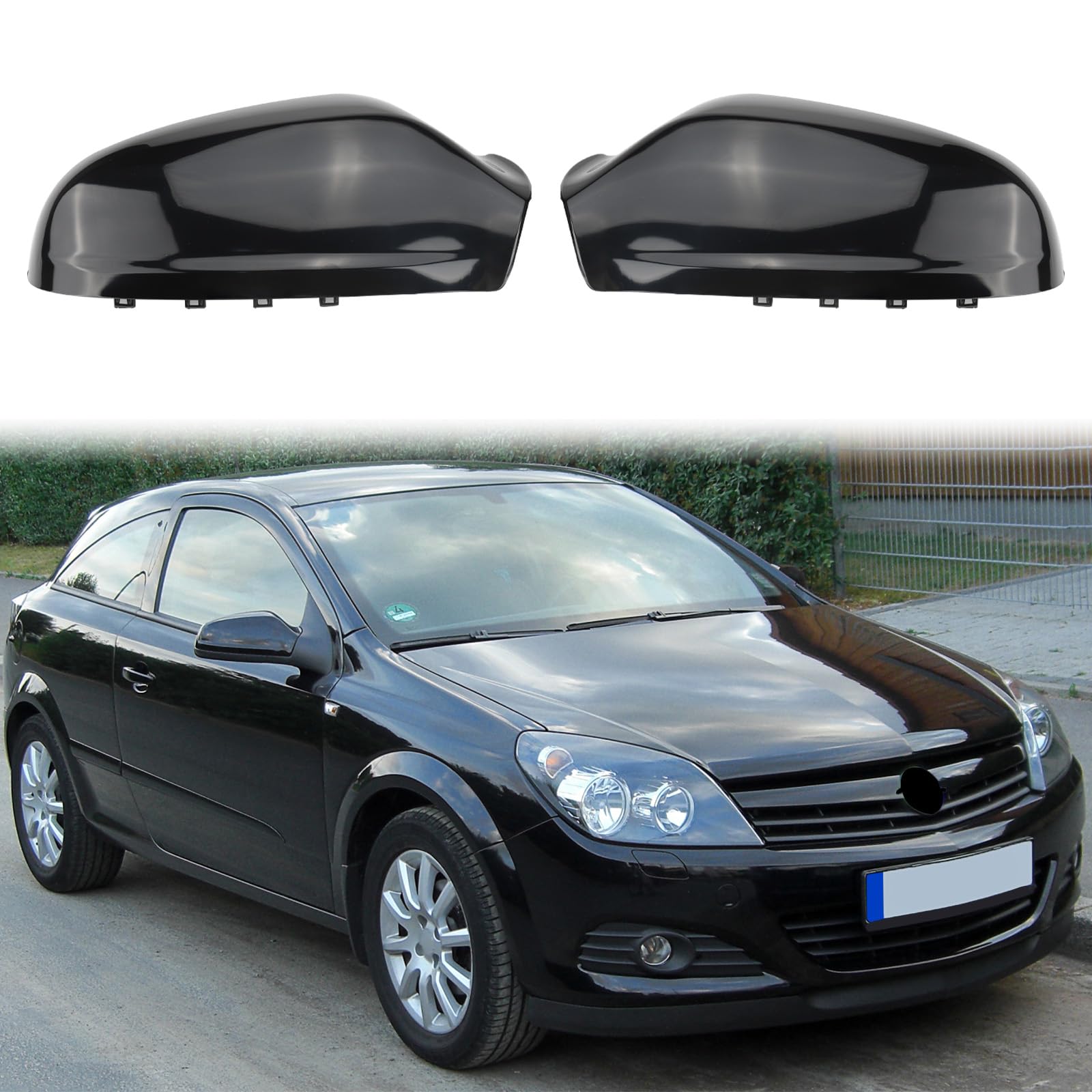 1 Paar Seitenspiegelabdeckungen, 13141999 Seitenspiegelkappen, Rückspiegelabdeckung Kompatibel mit Opel Vauxhall Astra H Mk5 2004-2009 (Black) von Roadtime