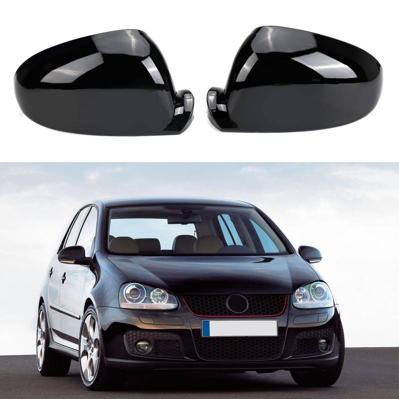 1 Paar Spiegelabdeckungen, Rückspiegelabdeckung, Seitenspiegelkappe Kompatibel mit 2003-2009 VW Golf MK5 EOS Jetta Passat Sharan (Black) von Roadtime