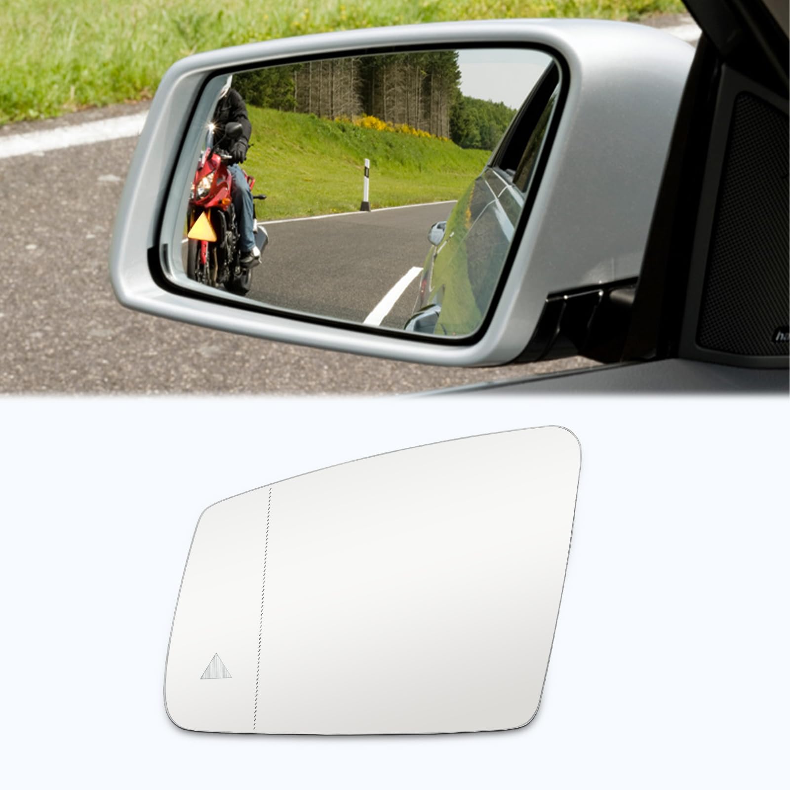 Weitwinkel Heizbar Außenspiegelgläser Kompatibel mit Mercedes Benz A B C E-Klasse W176 W246 W204 W212 GLA CLA CLS, Toter-Winkel-Warner Rückspiegelglas (Left) von Roadtime