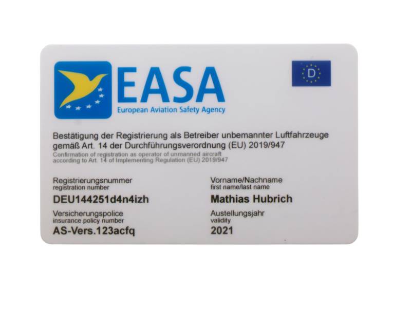 Roboterwerk – Registrierungsbestätigung als Betreiber unbemannter Luftfahrzeuge mit e-ID als Ergänzung zum Drohnenführerschein, knickfest und witterungsbeständig von Roboterwerk
