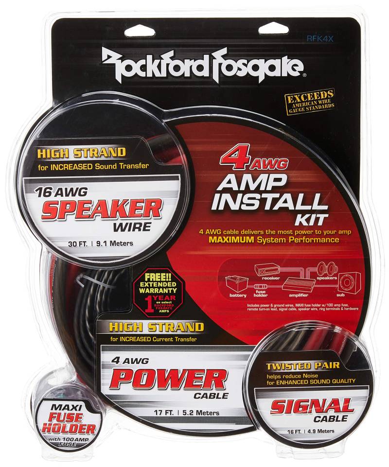 Rockford RFK4X 4 AWG Komplettes Verstärker-Installationsset von Rockford Fosgate