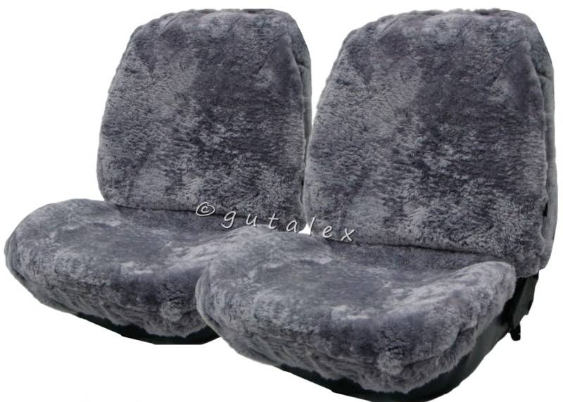 RöKü 2X LAMMFELL-Sitzbezug aus feiner Wolle mit Farbauswahl (Silber) von RöKü