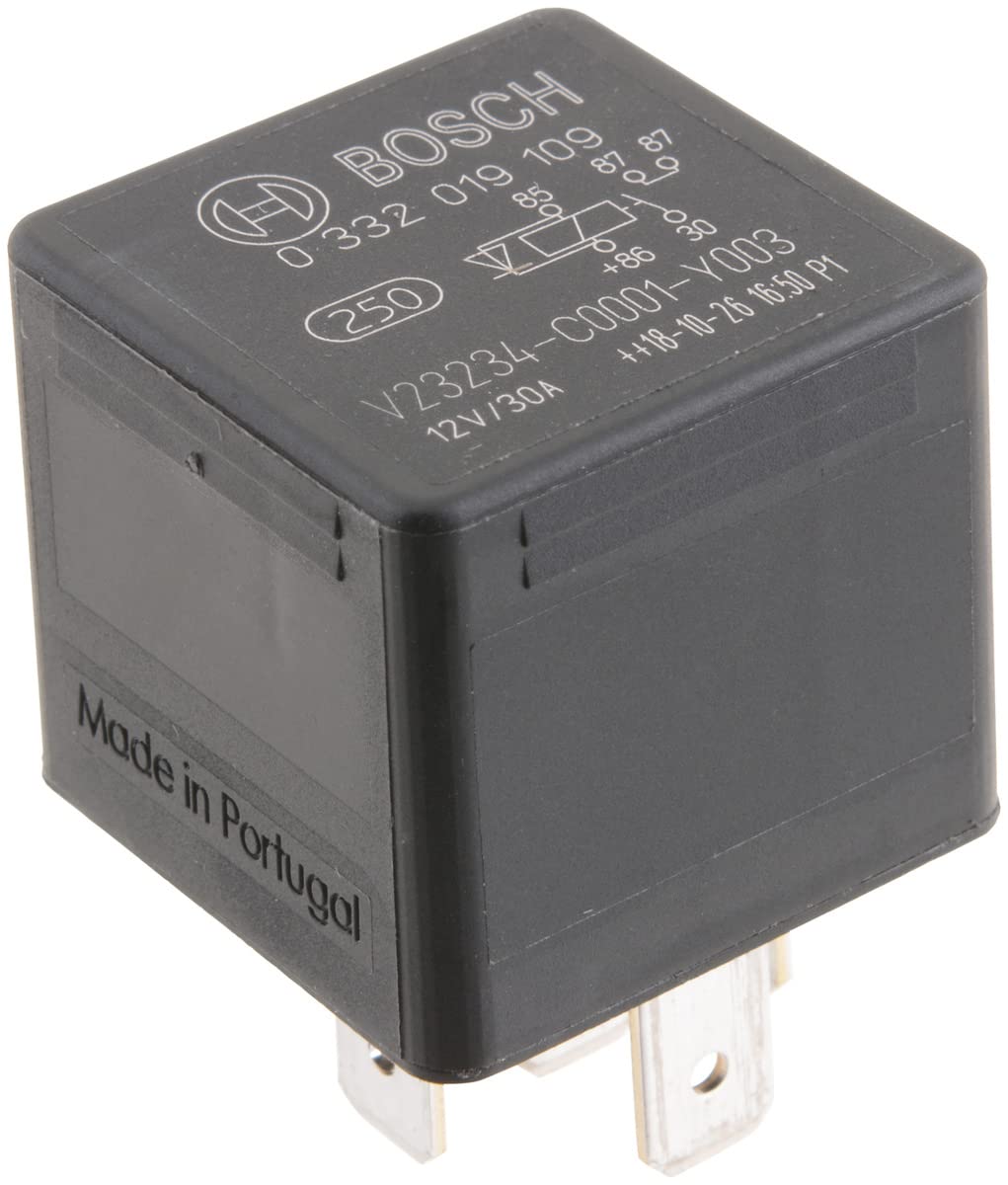 Bosch 0332019109 Mini-Relais 12V 30A, IP5K4, Betriebstemperatur von -40° bis 100°, Schließer-Relais, 5 Pins, 2x87 von Bosch Automotive