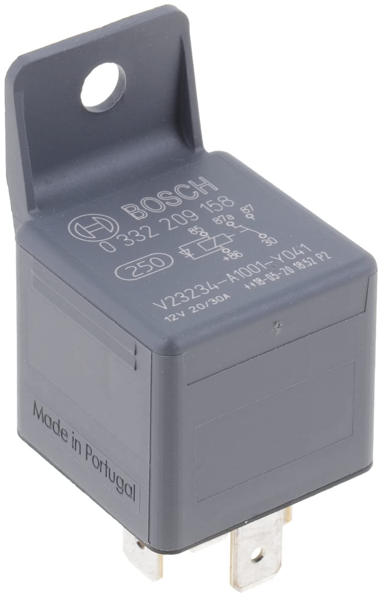 Bosch 0332209158 Mini-Relais 12V 20A, IP5K4, Betriebstemperatur von -40° bis 100°, Wechselrelais, 5 Pin Relais mit Diode von Bosch Automotive
