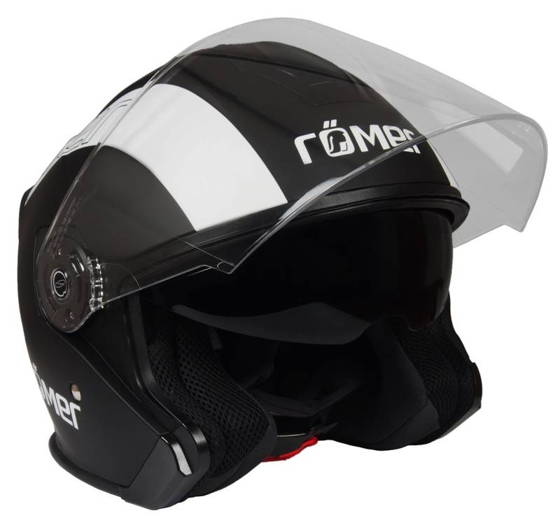 Römer Helmets Motorradhelm Koblenz Race, Matt Schwarz-Weiß, Größe L von Römer