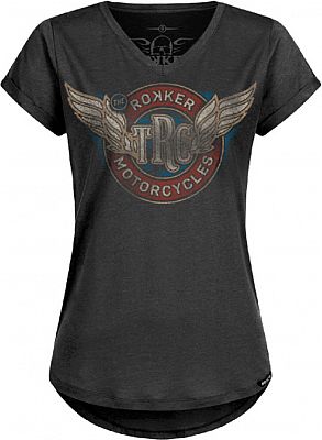 Rokker Wings, T-Shirt Damen - Dunkelgrau/Weiß/Rot/Blau - XS von Rokker