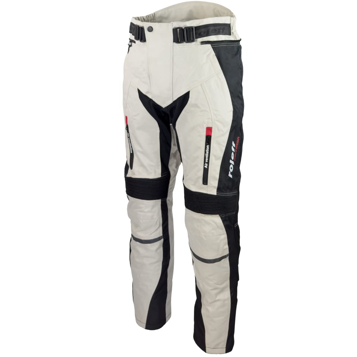 Helle Motorradhose für Sommer und Winter in schwarz/grau mit Protektoren, Belüftungssystem und herausnehmbarem Thermofutter Helle Motorradhose für Sommer und Winter in schwarz/grau mit Protektoren, Belüftungssystem und herausnehmbarem Thermofutter von Roleff