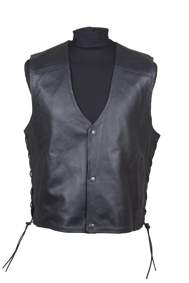 Roleff Racewear Lederweste/Biker Kutte mit Seitlicher Schnürung RO 211, Schwarz, Größe 5XL von Roleff Racewear