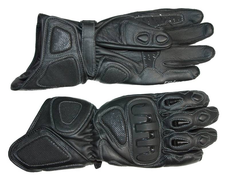 ROLEFF RACEWEAR Motorradhandschuhe mit Hoher Stulpe Aus Leder RO 49, Schwarz, Größe M von Roleff Racewear