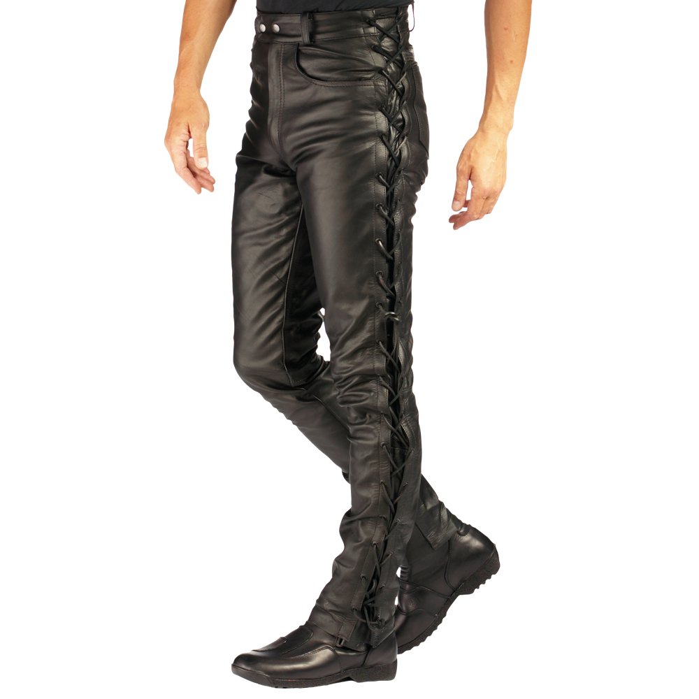 Roleff Racewear Lederhose mit seitlicher Schnürung, Schwarz, 46D von Roleff