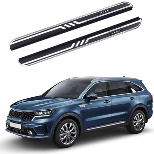 2 x Aluminium-Trittbretter, feste Nerf-Stangen, Seitenstufen mit Halterungen, kompatibel mit Kia Sorento 2020–2024 ZYue von RollingMotor