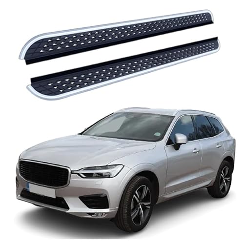 2 x Aluminium-Trittbretter, feste Nerf-Stangen, Seitenstufen mit Halterungen, kompatibel mit Volvo XC60 2018–2025 (XK) von RollingMotor